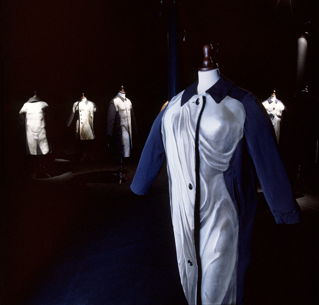 Irina Nakhova, Friends and Neighbors, installation view, oil on found coats, stands, electronics, 1994