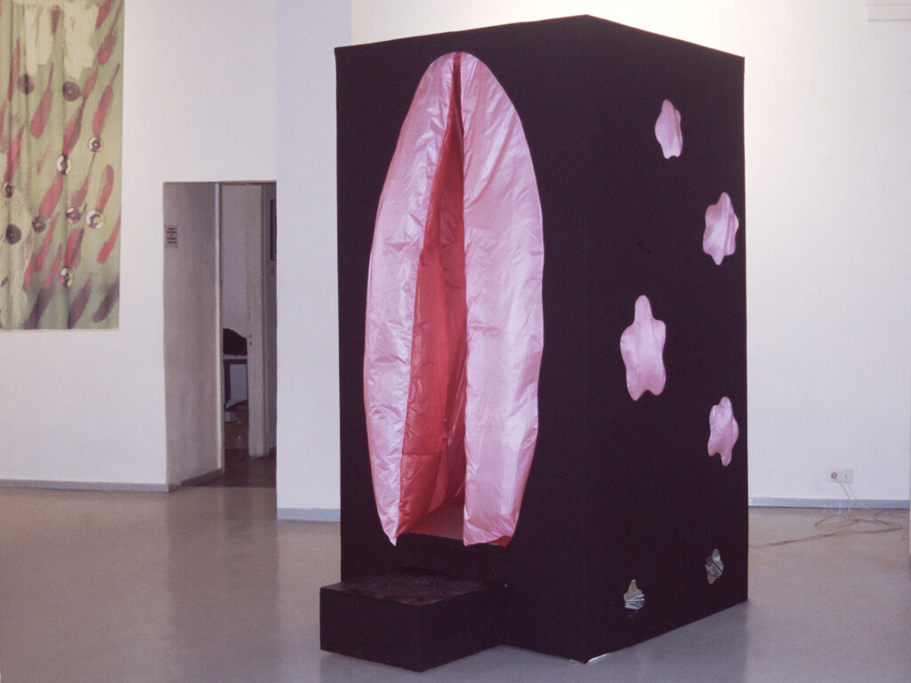 Irina Nakhova, Stay With Me, Womb Box, styrene-laminated foam, wood, parachute silk, electronics, 2003