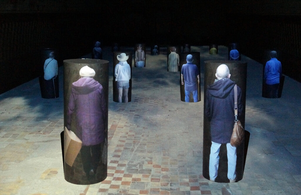 Irina Nakhova, RAI, installation view, Tunnel 5, video projection, printed vinyl mounted to polycarbonate, 2014