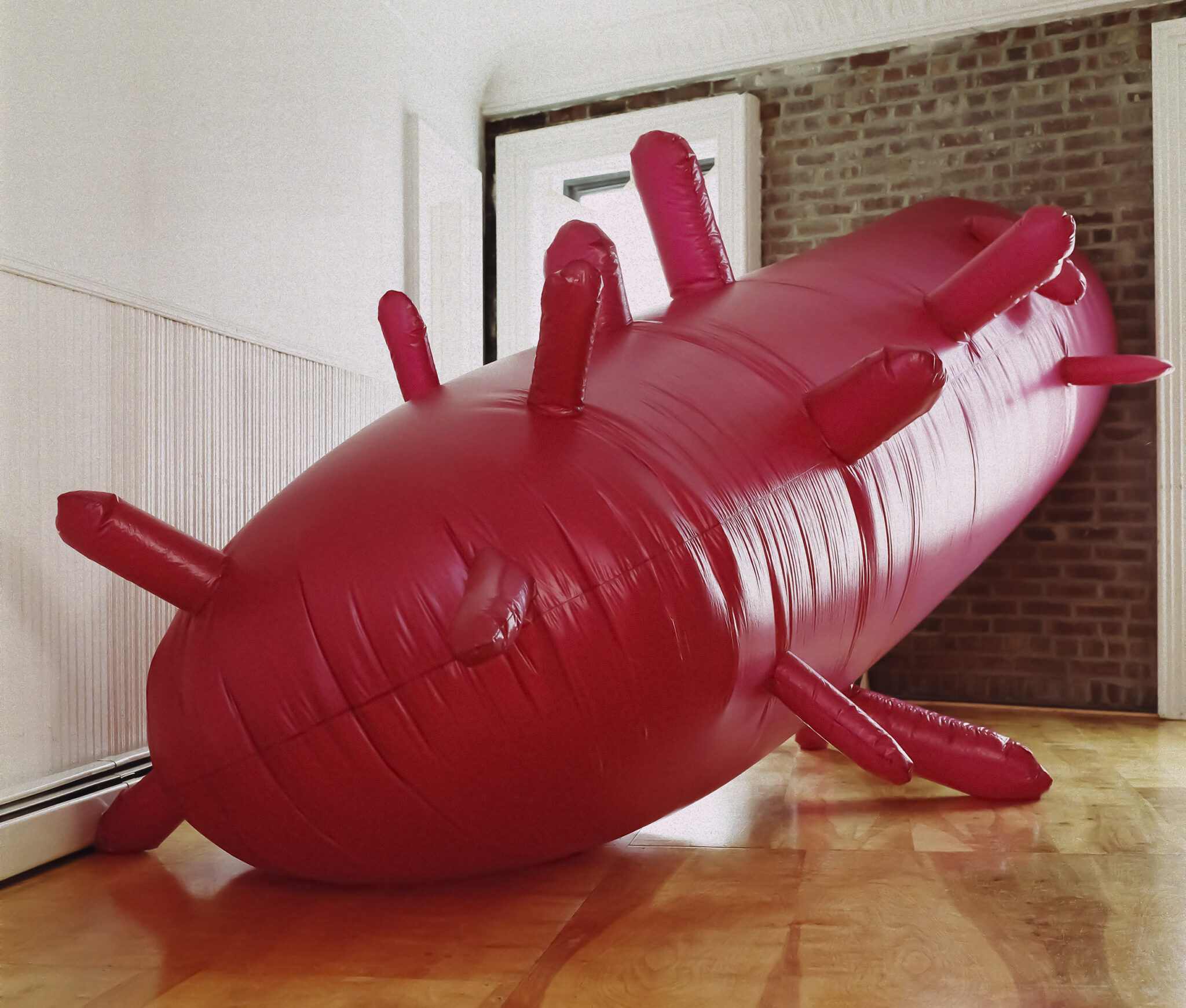 Irina Nakhova, Big Red, inflated view, parachute silk, fan, electronics, 59" x 197" x 59", 150cm x 500cm x 150cm, 1998