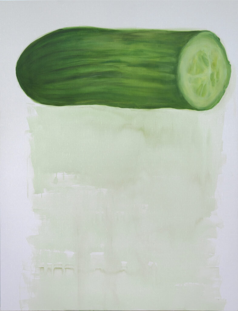 Irina Nakhova, Caterpillar Cucumber, oil and acrylic on canvas, 1 of a series of 5, 173 cm x 223cm, 88" x 68", 2020