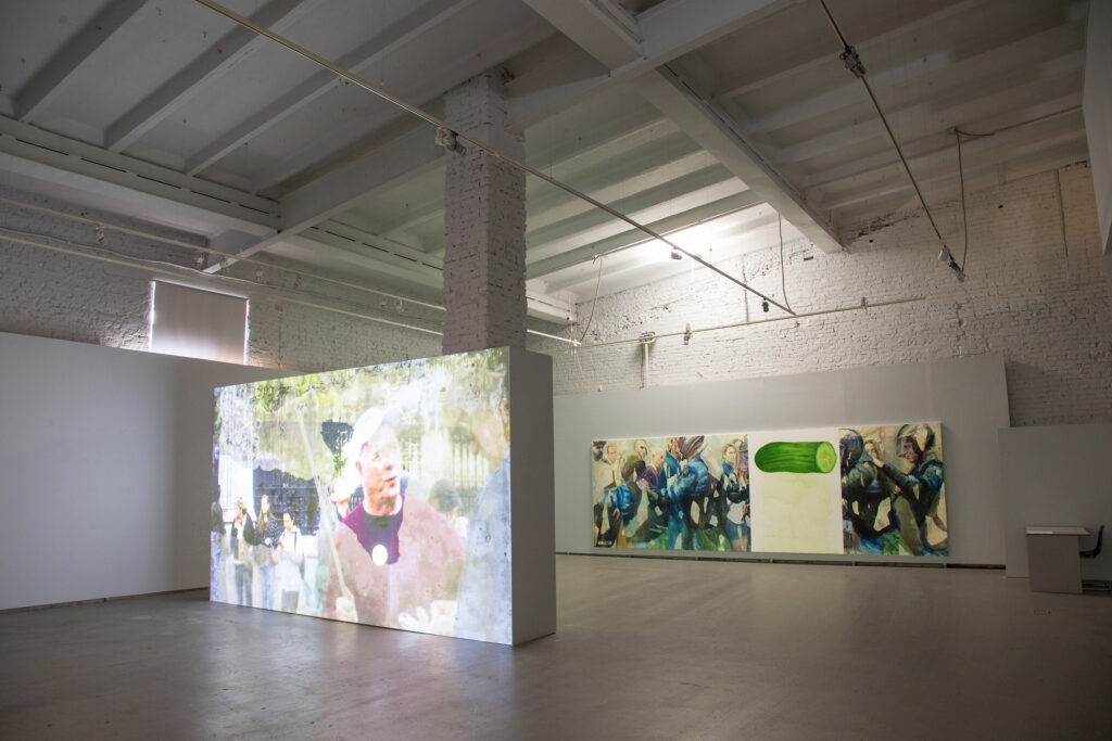 Irina Nakhova, Wall, video, oil on canvas, installation view, 2020