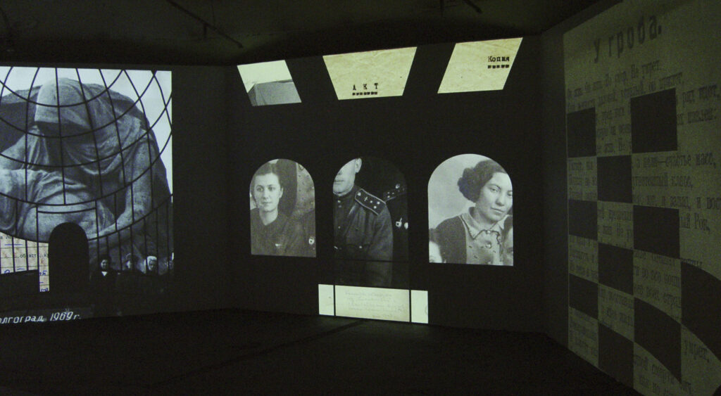Irina Nakhova, Without A Title, 3 channel video, installation view, 2013
